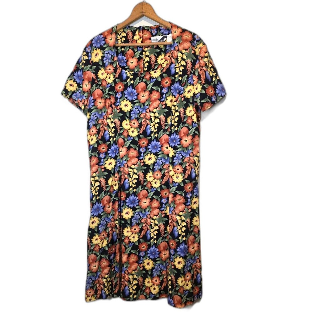 VTG 80s Sunshine Starshine Floral Dress Cottagecore Prairie Boho Retro Size 8